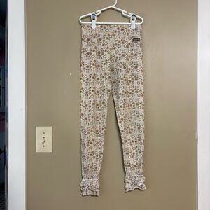 Matilda Jane You and Me Tan Green Orange Minnie Ruffle Leggings Pants Size 8/10